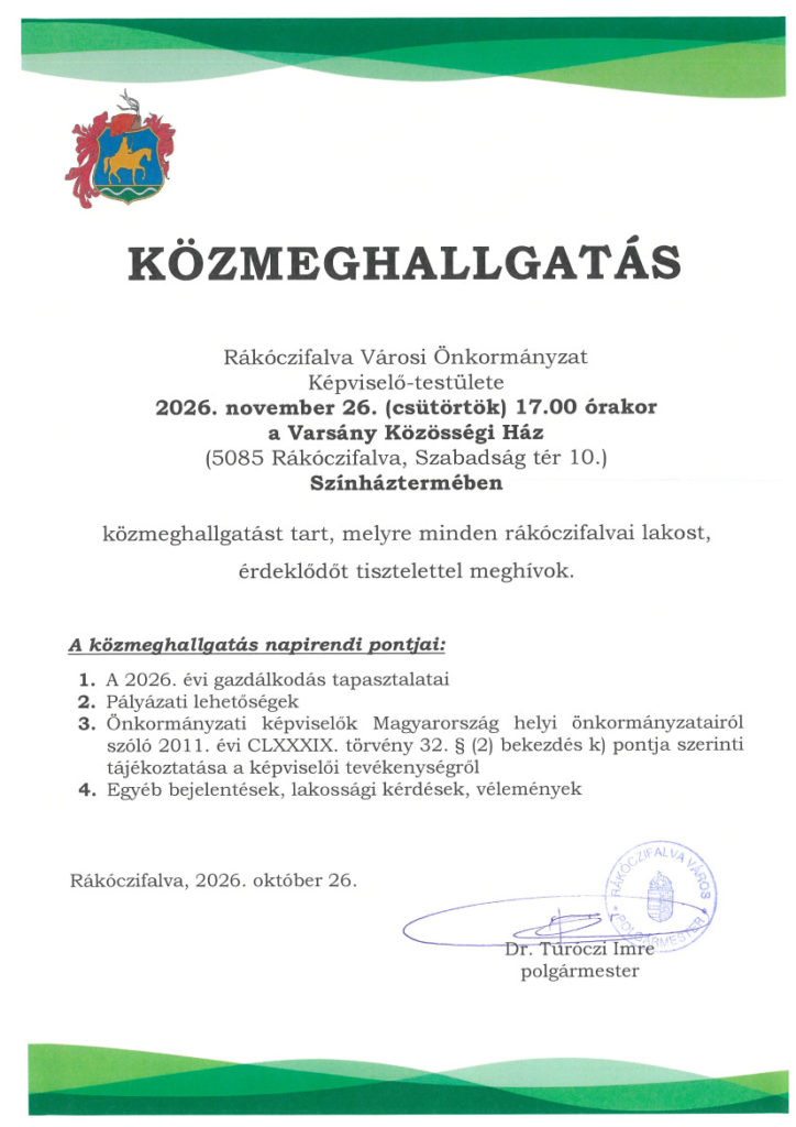 Meghívó - Közmeghallgatás